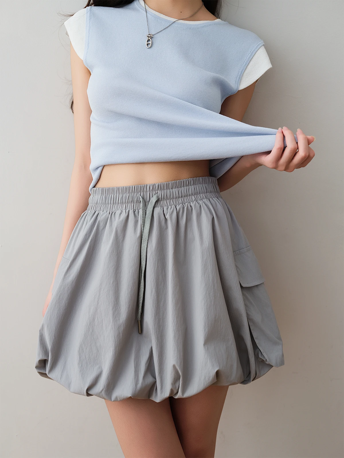 

Юбка-трапеция Ele Workwear с высокой талией, дизайн RONRON, лето 2025, с эластичным поясом, фасон «цветочный бутон», для молодых женщин