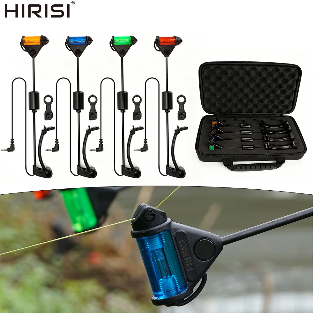 Hirisi B2037 Carp Fishing Swinger Set With Storage Case Multi Color LED Light Bite Hanger Indicator Carp Fishing Accessories