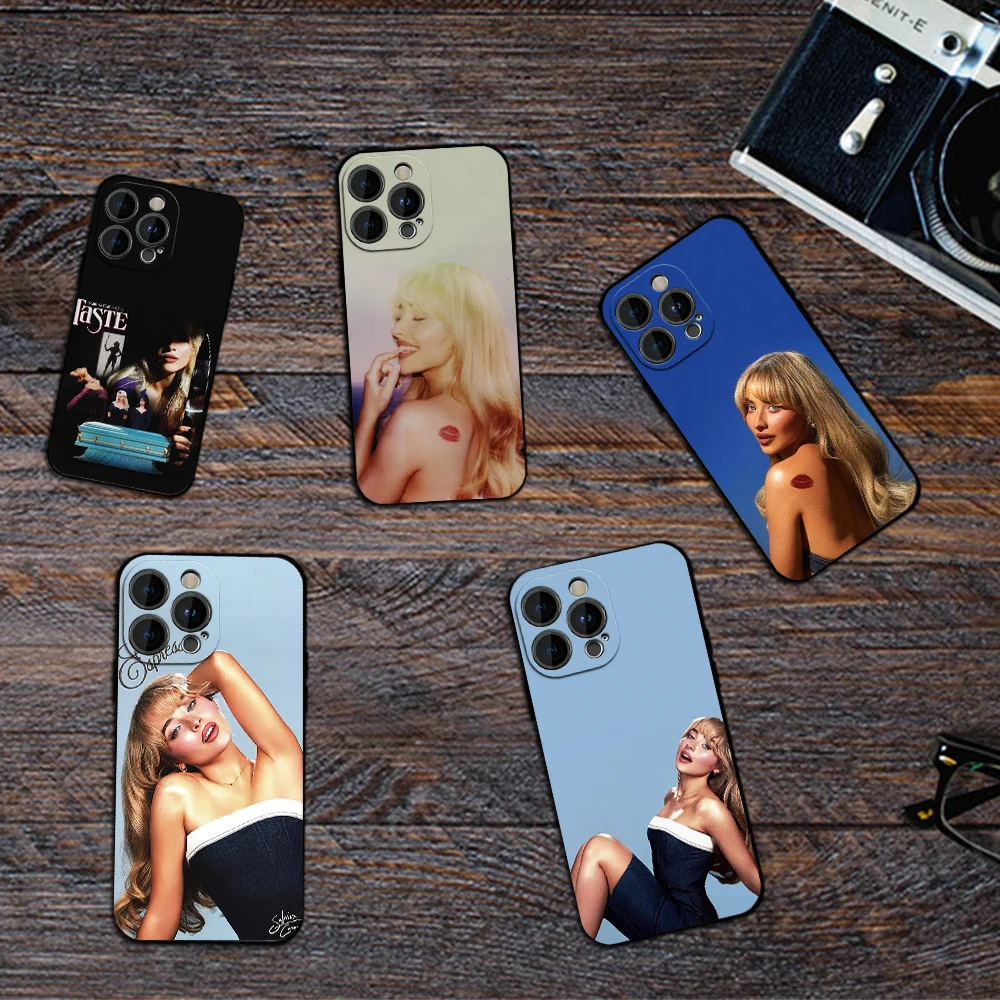 S-Sabrina Carpenter Shortn Sweet Taste Phone Case for iPhone 12 11 13 14 15 16 Max Pro Plus Black Soft Silicone Cover