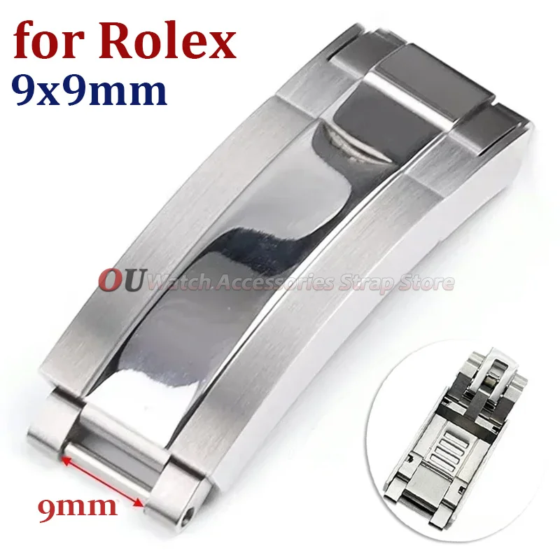 9x9mm Stainless Steel Watch Band Glide Clasp for Rolex DAYTONA SUBMARINER GMT Yacht-Master Fine-tuning Pull Button Watch Buckles
