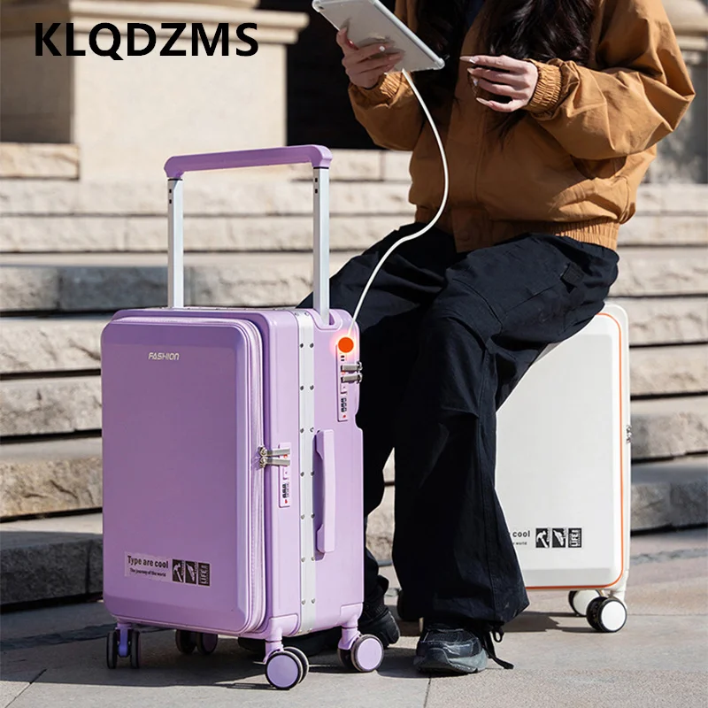 KLQDZMS Women's Luggage 20 Inches ABS + PC Boarding Box 24