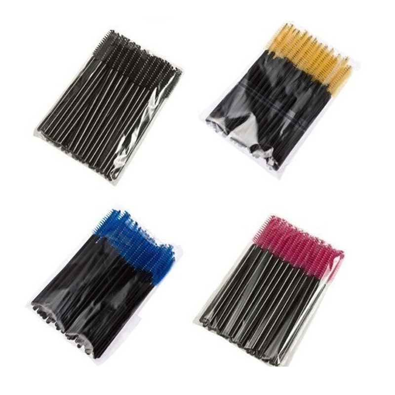 50 pz pennello per ciglia usa e getta estensione ciglia pennello per sopracciglia Mascara bacchette applicatore Spoolers ciglia trucco cosmetico