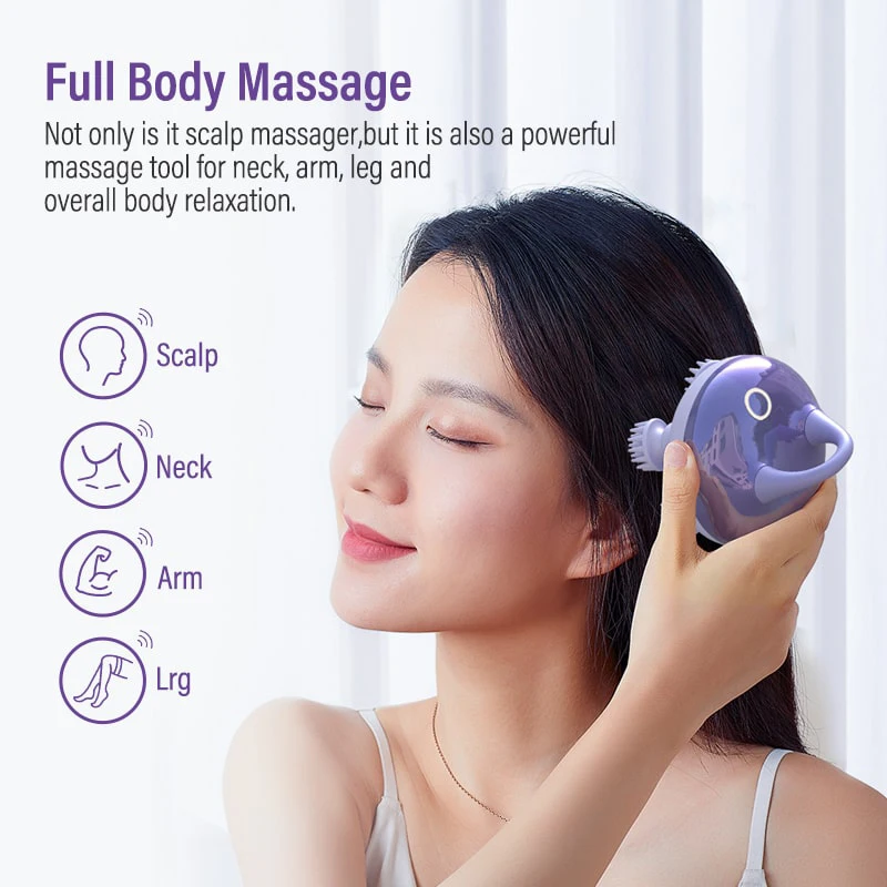 Smart Library Wholesale Waterproof Automatic Electric Portable Rotating Red Light Kneading Vibrating Head Hair Scalp Massager De