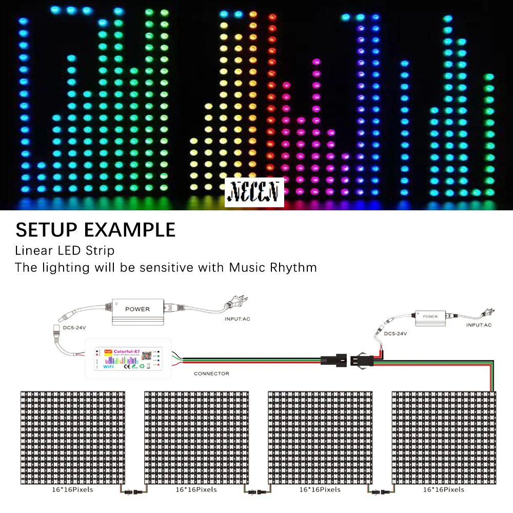 Tuya Smart RGB Strip Light Controller SP107E LED Music Spectrum Lighting APP Control Matrix Panel Pixel SPI