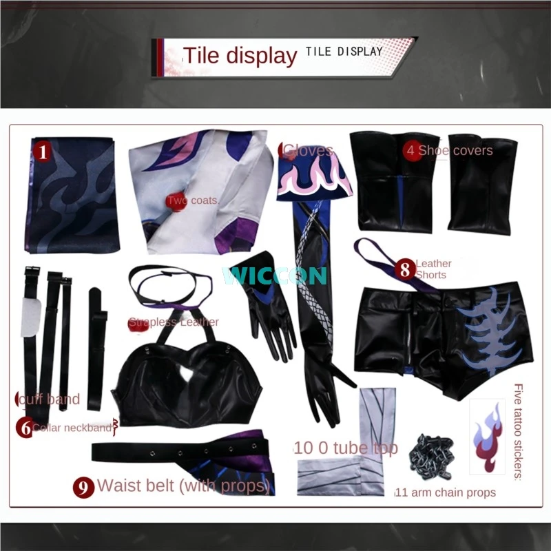 Acheron Cosplay Honkai: Star Rail Costume New Skin Cosplay Dress For Women Wig Set Headwear Party Halloween Costume view 3