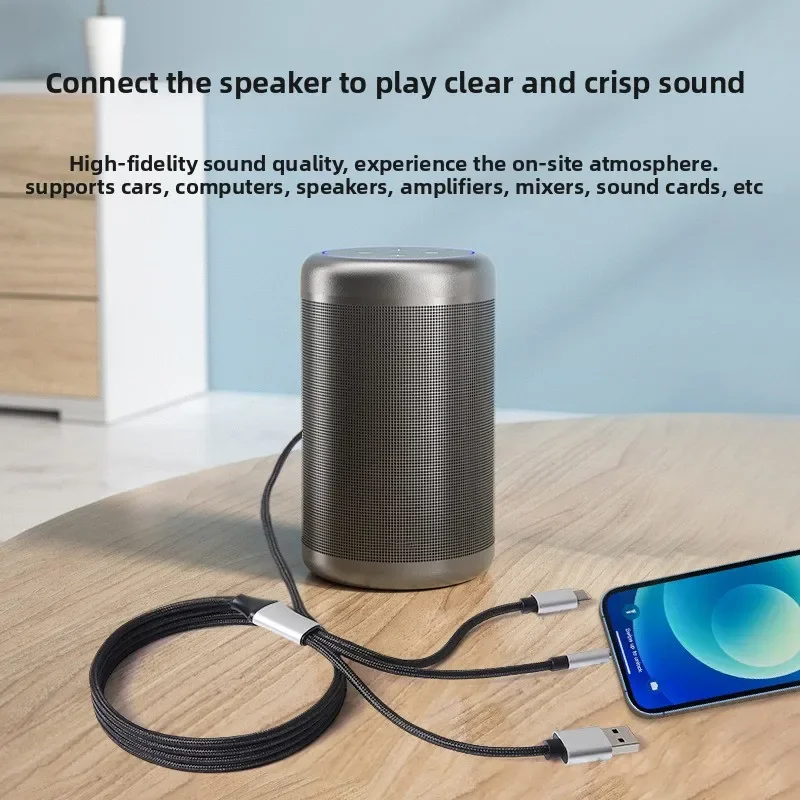 Digital audio cable 3-in-1 Type-C USB Android 3.5mm to dual RCA multifunctional speaker cable