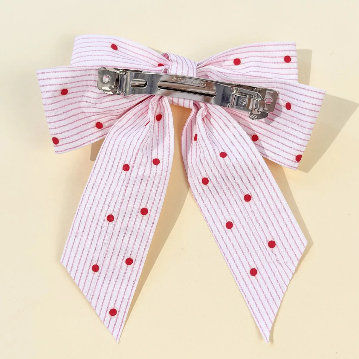 30pc Handmade Striped Long Tassel Hair Ribbons with Dot Printing Embroidery Elegant Hair Clips for Women Girls Hair Accessories