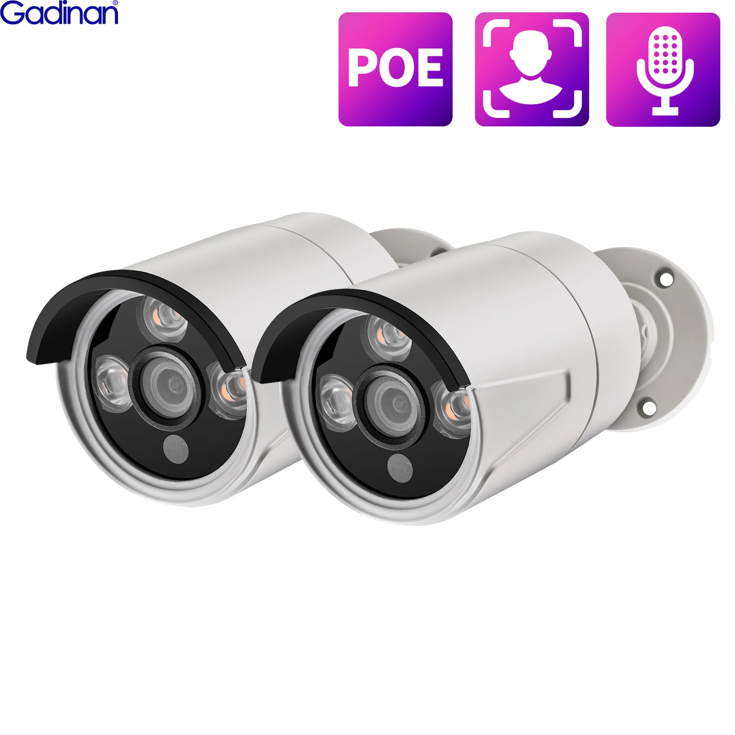 

Gadinan Outdoor Waterproof PoE 5MP Audio IP Camera Face Detection CCTV Camera Night Vision P2P Motion Detection 2.8mm Monitor