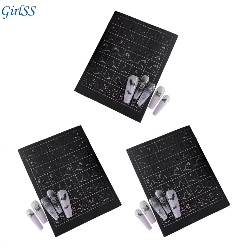 ملصقات أظافر الهالوين على الفور لاصقة على شكل هيكل عظمي مخيف لتزيين الأظافر للحفلات T4MB