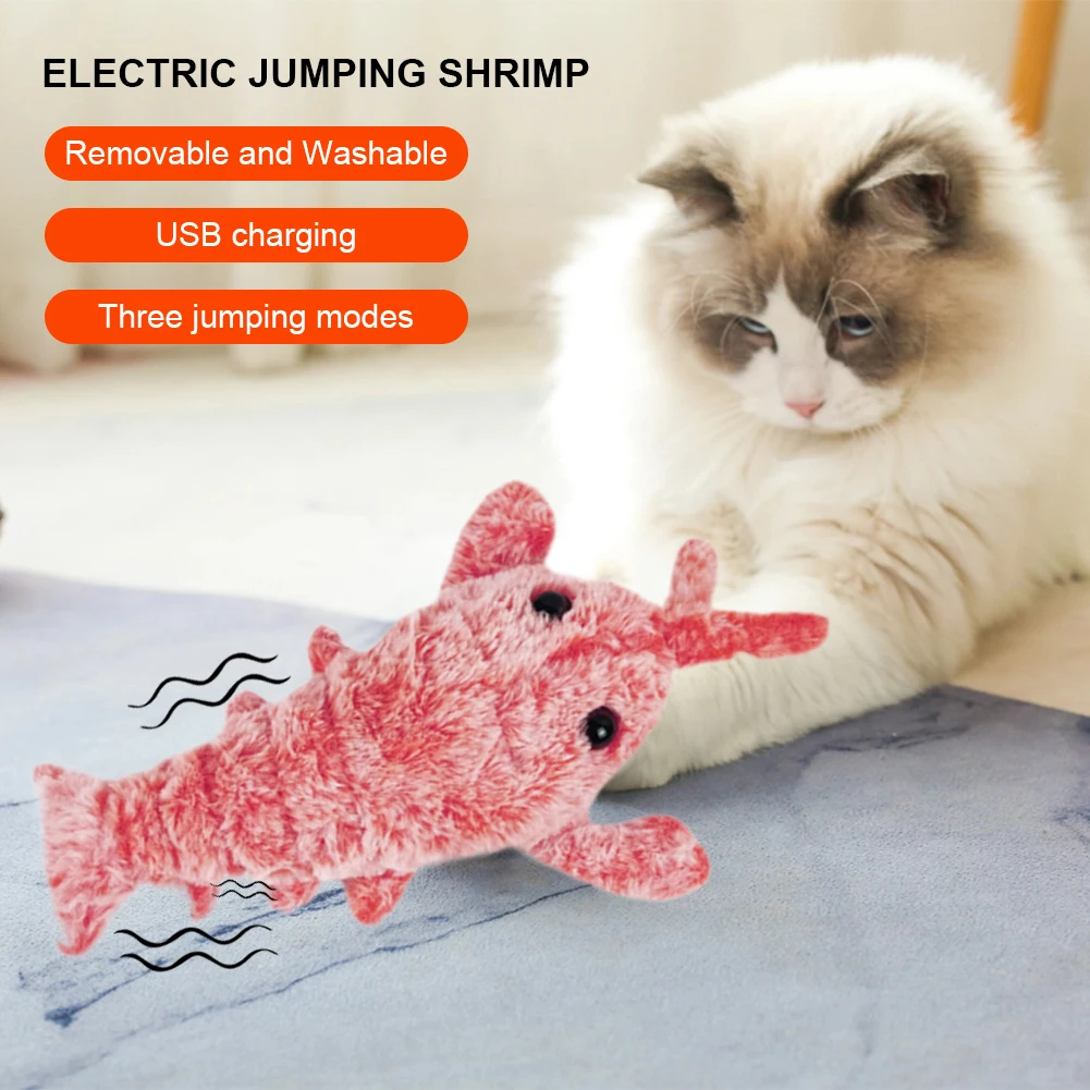 Soft Electric Dancing Lobster Toy USB Charging Simulation Lobster Pet Toy Washable Interactive Shrimp Dog Toys for Cats Toys