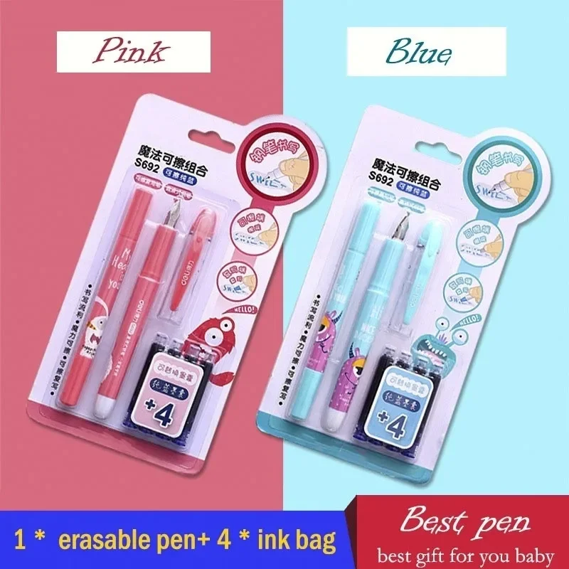 New 0.5mm Creative Cartoon Deli Plastic Fountain Pen With Ink Sac Cute Kawaii Deer Pen For Writing Gift