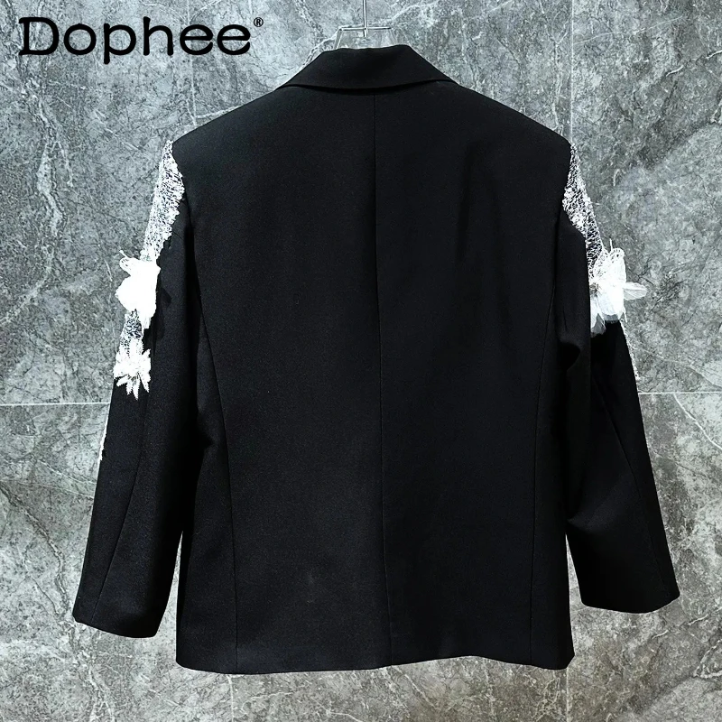 

Men's 2026 New Lace Embroidered Contrast Color Suit Jackets Men's Chic Trendy High-End Loose-Fit Blazers Handsome Tailored Coats