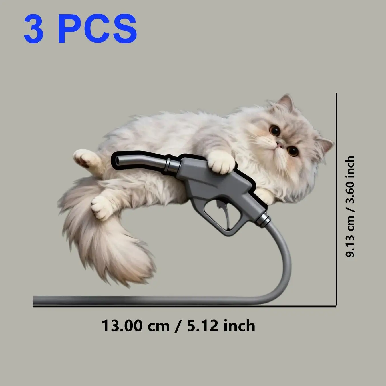 3pcs Funny Cat Holding Fuel Gun Stickers Compatible for Cars/Trucks - Waterproof PE Cap Decals with Pet Fuel Design
