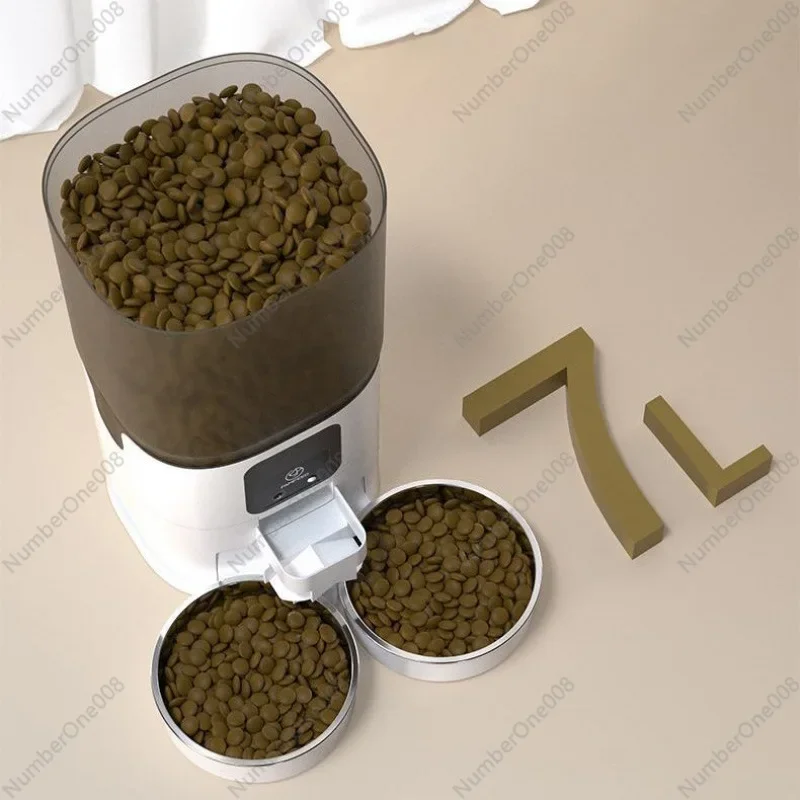 

Умная автоматическая кормушка для животных, двухсекционная миска с Wi-Fi, программируемый дозатор корма для кошек и собак, контроль порций для сухого корма