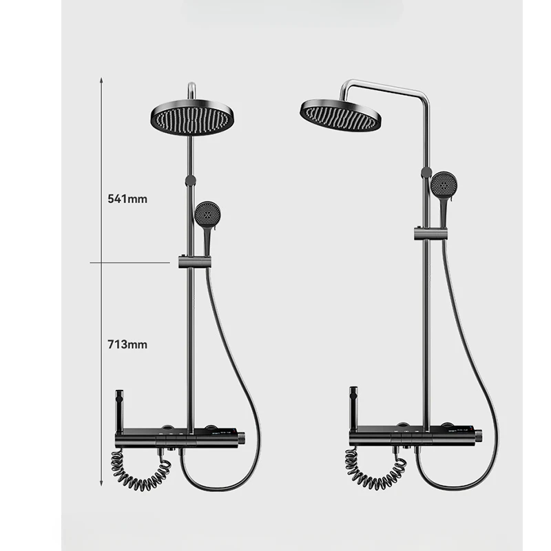 Wall Mount Rainfall Thermostatic Shower System Set Smart Intelligent Digital Display Bathroom Shower Faucet Set Bidet Shower Set