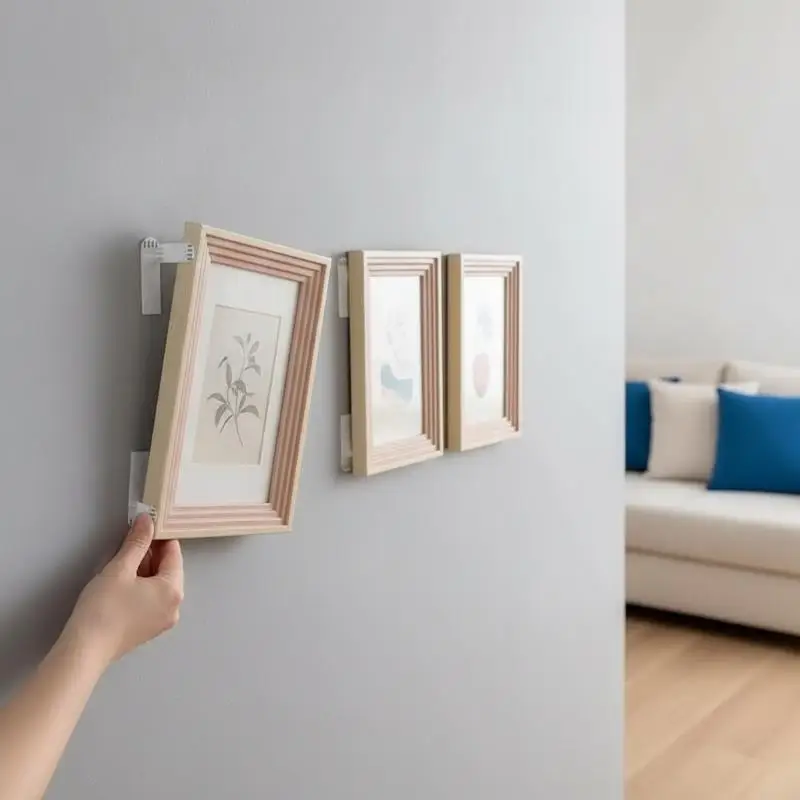 No Drill Self Adhesive Hanging Strips 12 Pairs Heavy Duty Removable Tape for Photo Frame Poster Wall Decor