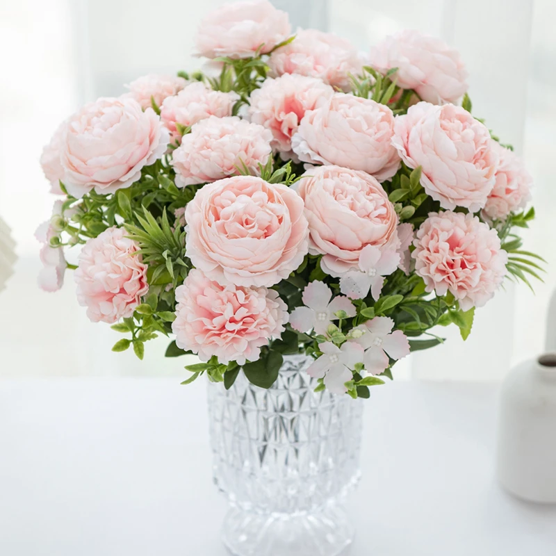 6 Stück Künstliche Blumen Chrysanthemen Pfingstrosen Festliches Accessoire für Zuhause Schlafzimmer Hochzeit Kranz Bouquet Gartendekoration – Detail 4