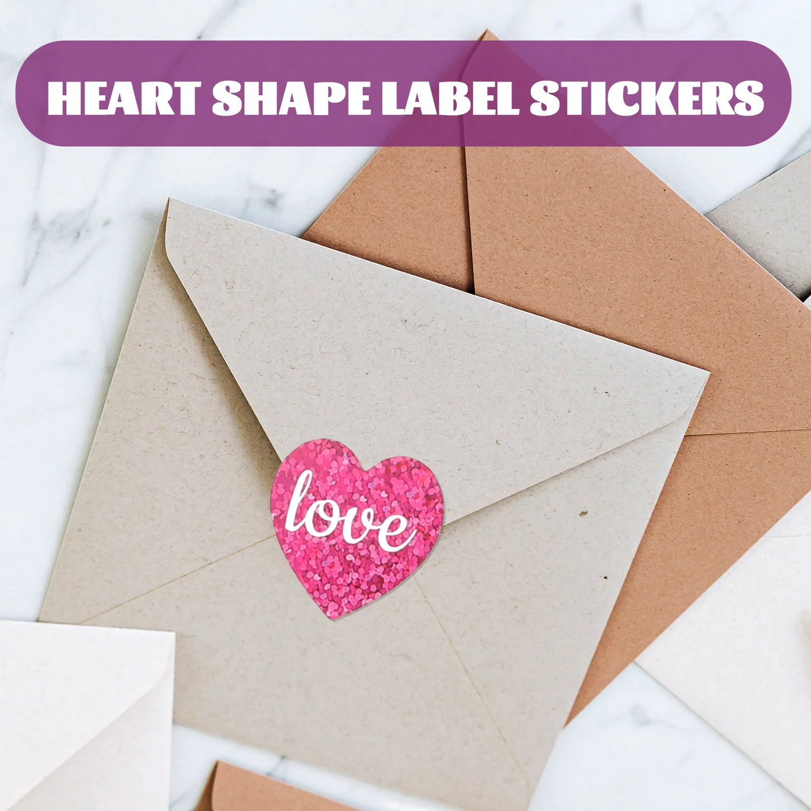 5 Rolls Self-Adhesive Stickers Heart Shape Decals for Valentine's Day Gift Wrapping Sealing Labels Envelopes Cards Party Decor