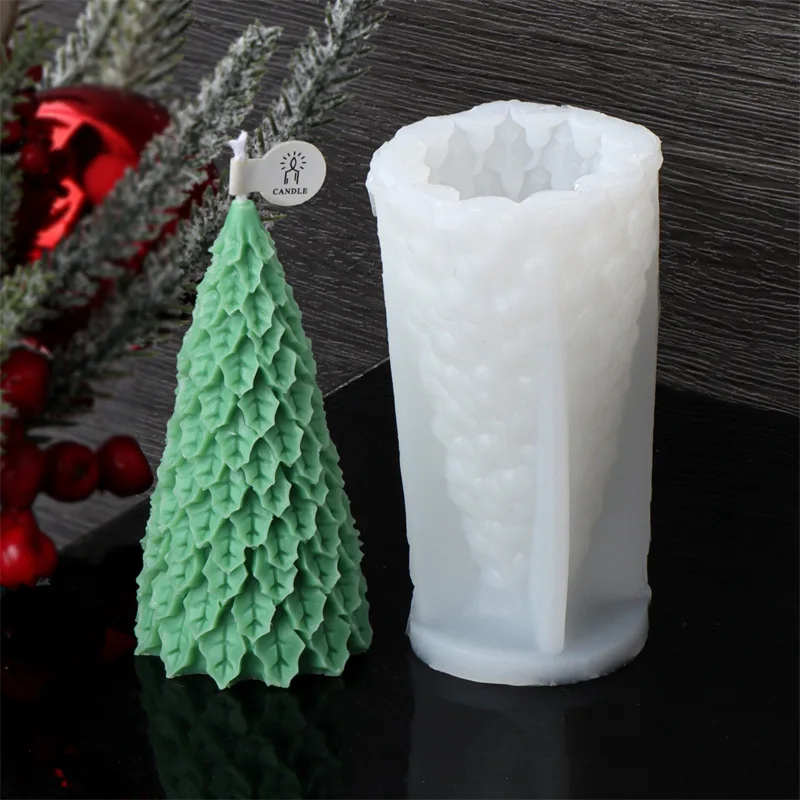 3D Christmas Tree Candle Molds Silicone Pine Tree Silicone Mold for Epoxy Resin Casting DIY Aromatherapy Candles