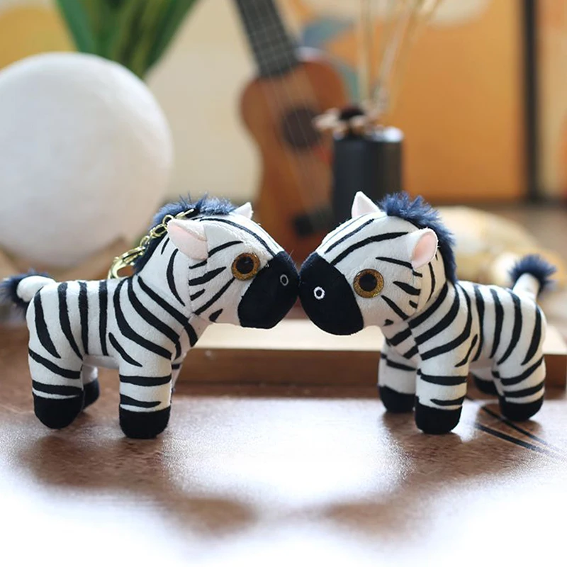 15cm Plush Mini Zebra Stuffed Toy Keychain, Adorable Girl's Kids Animal Doll Pendant Decoration