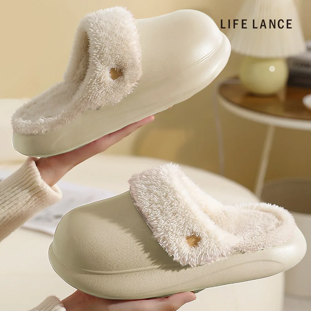 شبشب داخلي من الصوف من LifeLance - خفيف الوزن، دافئ، معزول، مقاوم للماء، مكتب، غرفة المعيشة، تقليل الضوضاء، شبشب شتوي، شباشب شتوية من مادة إي في إيه ماليلسيليونجي