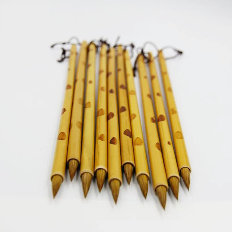 2pcs Chinese Calligraphy Brush Xiao Kai Weasel Hair Lang Hao Chinese Sumi-e Brush Pen Traditional Chinese Study Supplies