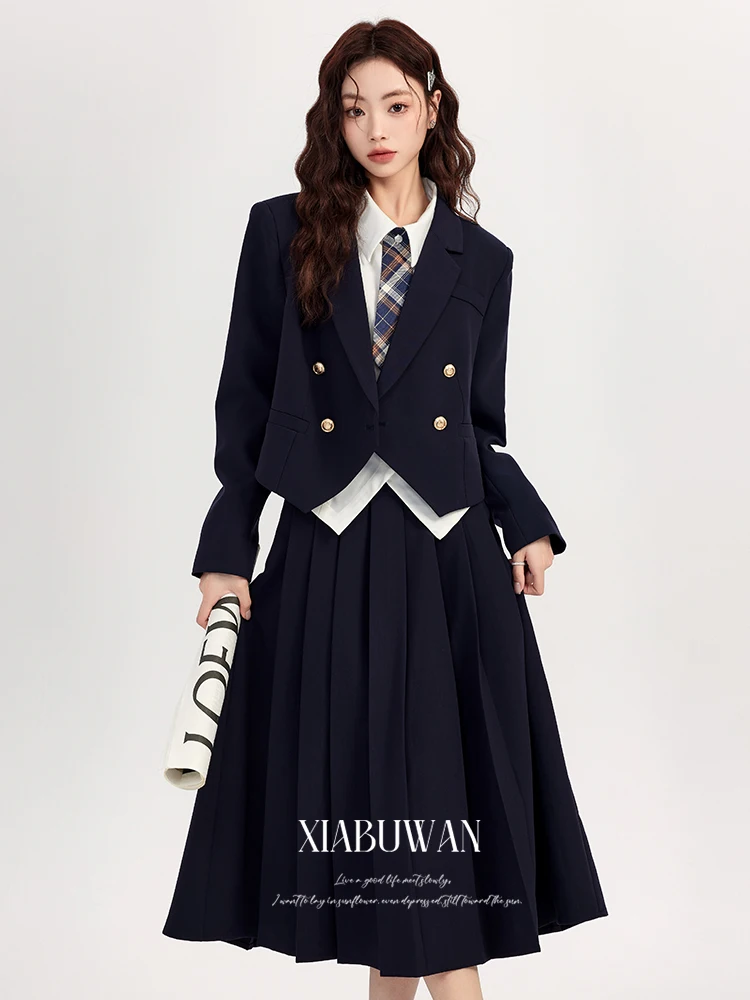 

XBUAN College Sle, комплект из футболки, женский комплект Salt System Faion, осенне-зимняя износостойкая длинная юбка с высокой талией