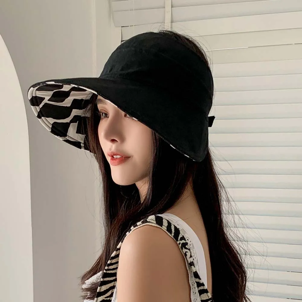 Women Sweet Cotton Anti-ultraviolet Oversized Brim Square Double Sided Beach Cap Sun Hat Empty Hat