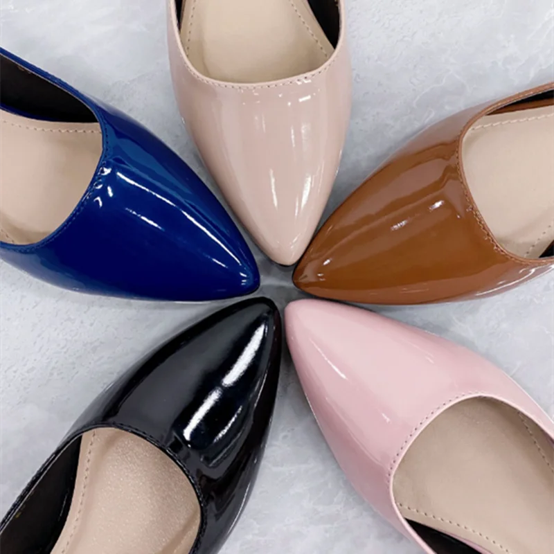 Women Flat Fashion Show Sandals Back Strap Low Cutter Shoes Front Closed Toe Shiny Mirror Patent Leather Plus Sizes 33-48 29cm view 4