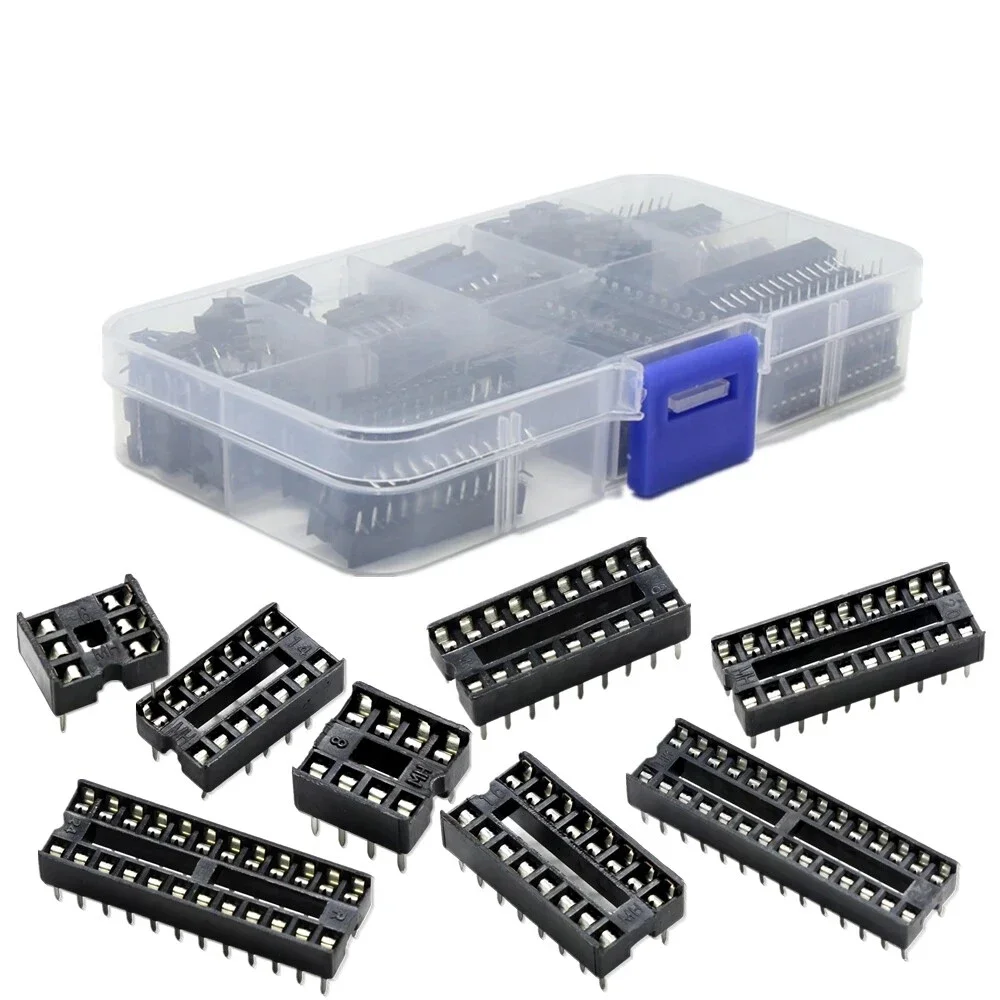 DIP IC Sockets Adaptor Solder Type Socket Kit 6 8 14 16 18 20 24 28 Pin DIP-6 DIP-8 DIP-14 IC Connector 66PCS/Box