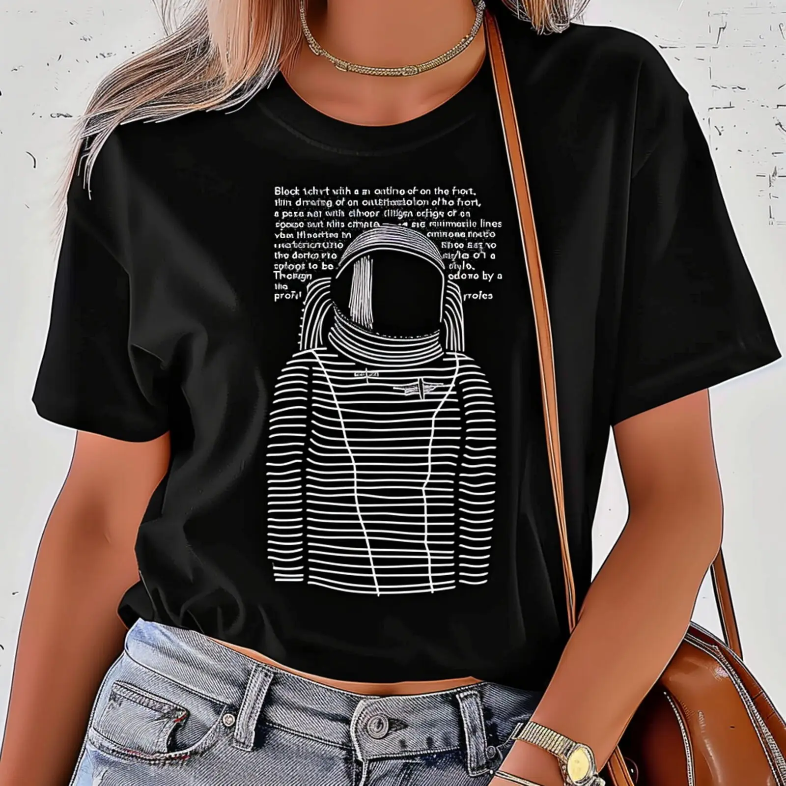 Minimalistic Astronaut Vector Design Black TShirt Space Suit