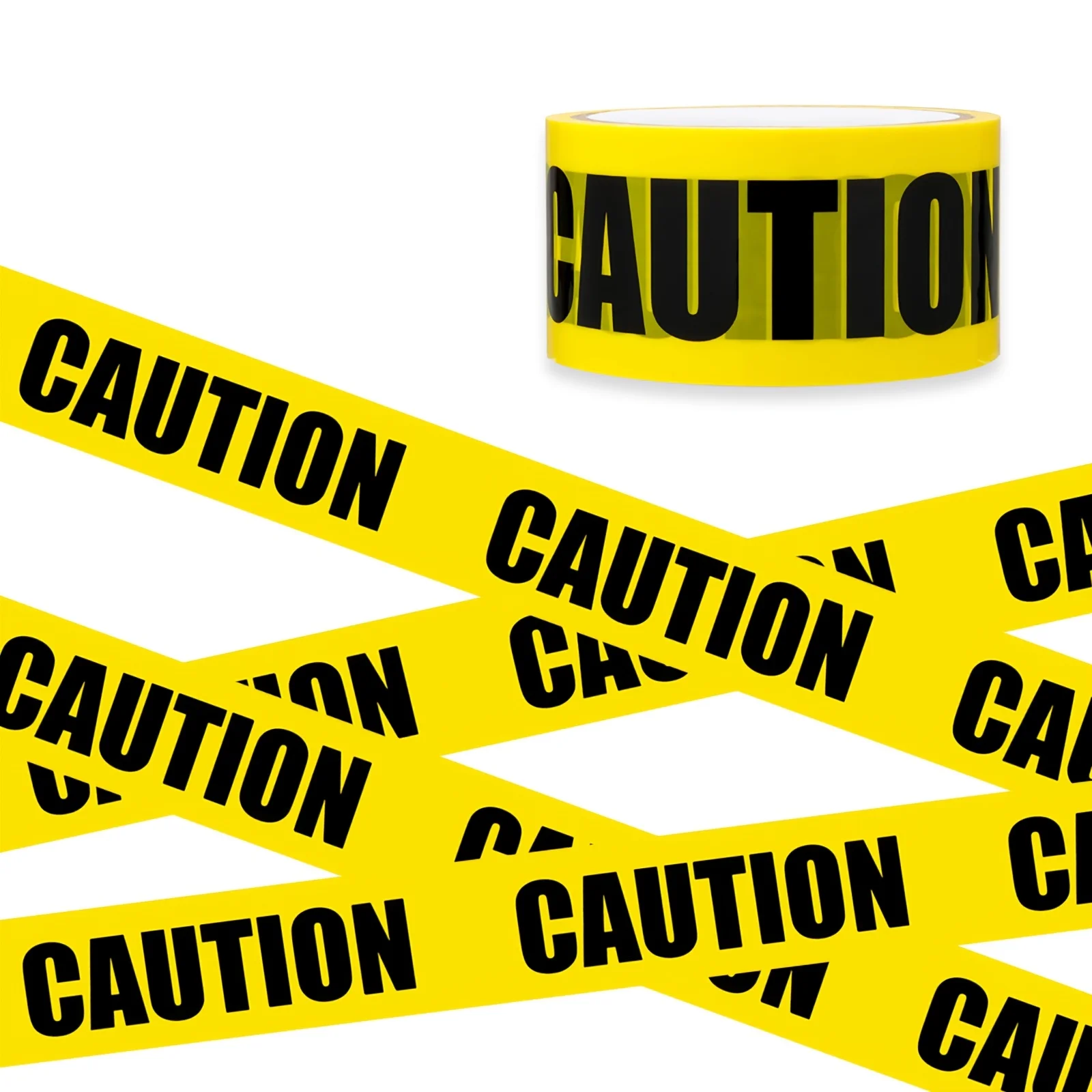 1 Roll Yellow Caution Warning Tape, High‑Readability Black Print Safety Barrier Tape, Hazard Zone Marking Tape for Workplace, Ha
