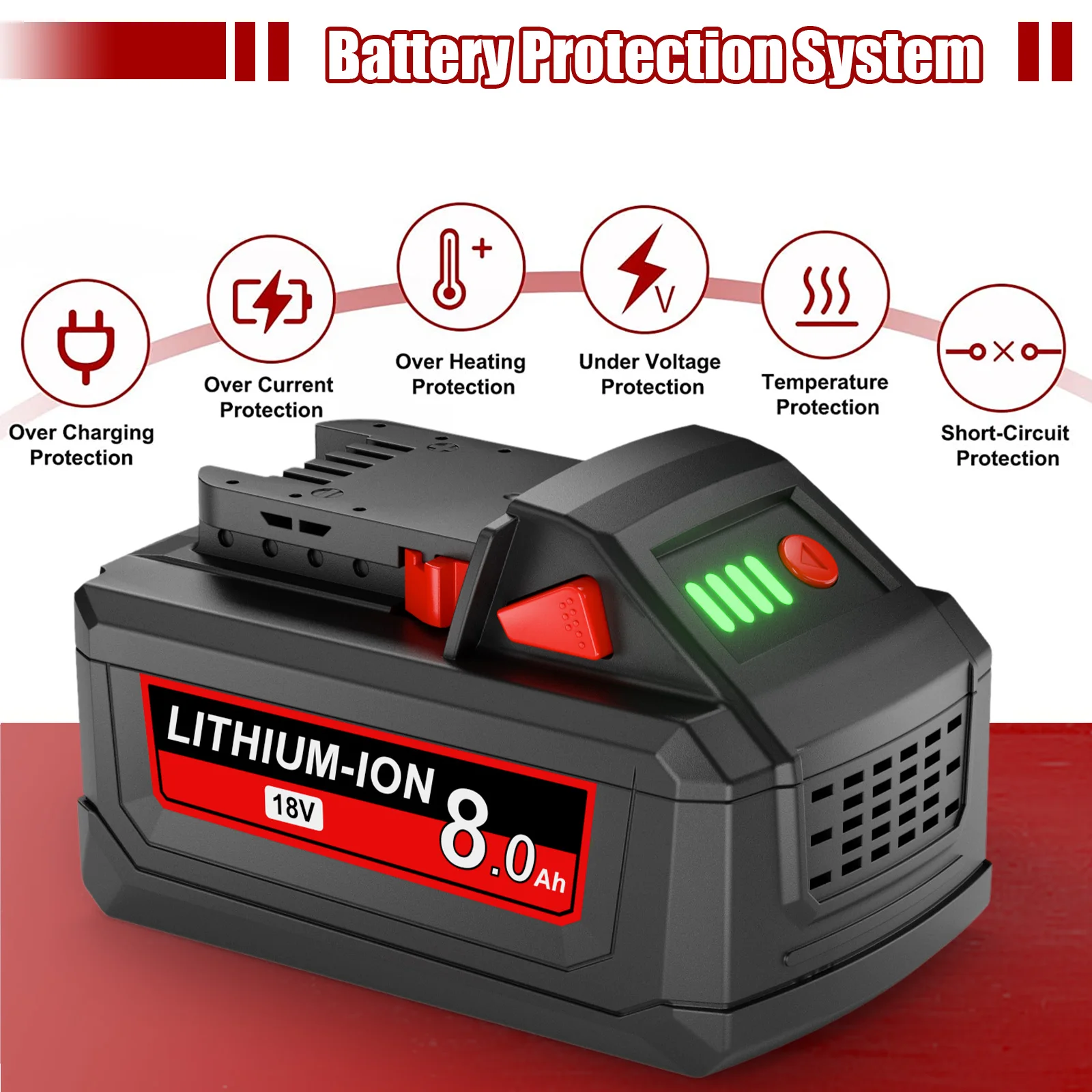 Akumulator Milwaukee M18 18V 8000mAH Li-ion 48-11-1815 48-11-1850 Akumulator do elektronarzędzi z ładowarką 6A — zdjęcie produktu 5