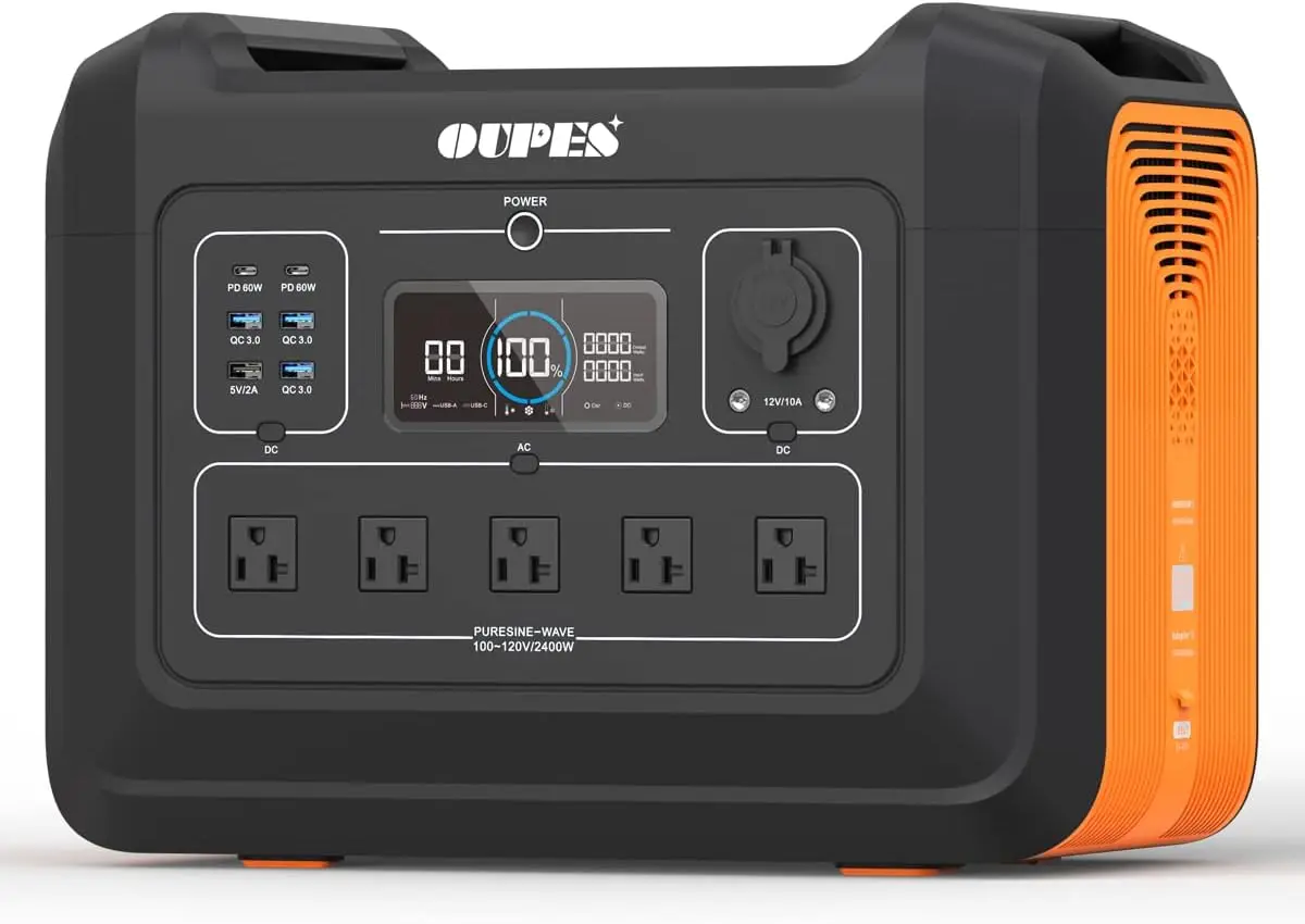 

2400W Portable Power Station, 2232Wh Solar Powered Generator w/ 5AC Outlets Emergency LiFePO4 Battery Generator for Home Backup