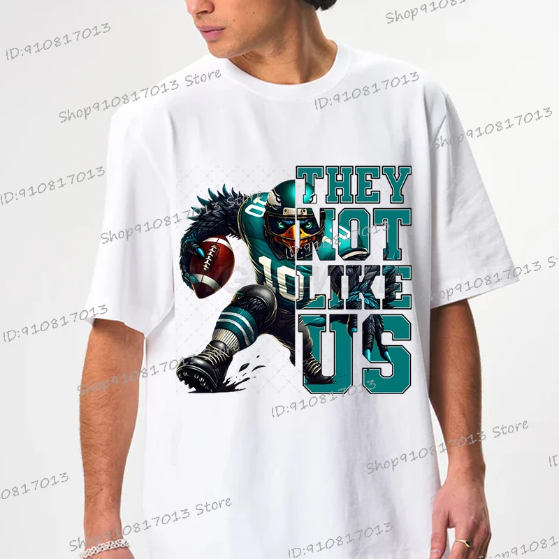 

Хлопковая модная мужская футболка Eagles They Not Like Us с буквенным принтом и круглым вырезом, свободный топ Филадельфия, подарки для футбольных фанатов, мужская футболка