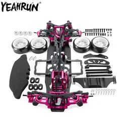 YEAHRUN Frame Chassis Kit Remodel Belt Drive Wheels Shock Absorbers For 3Racing Sakura D4 AWD 4WD 1/10 RC Drift Car Parts