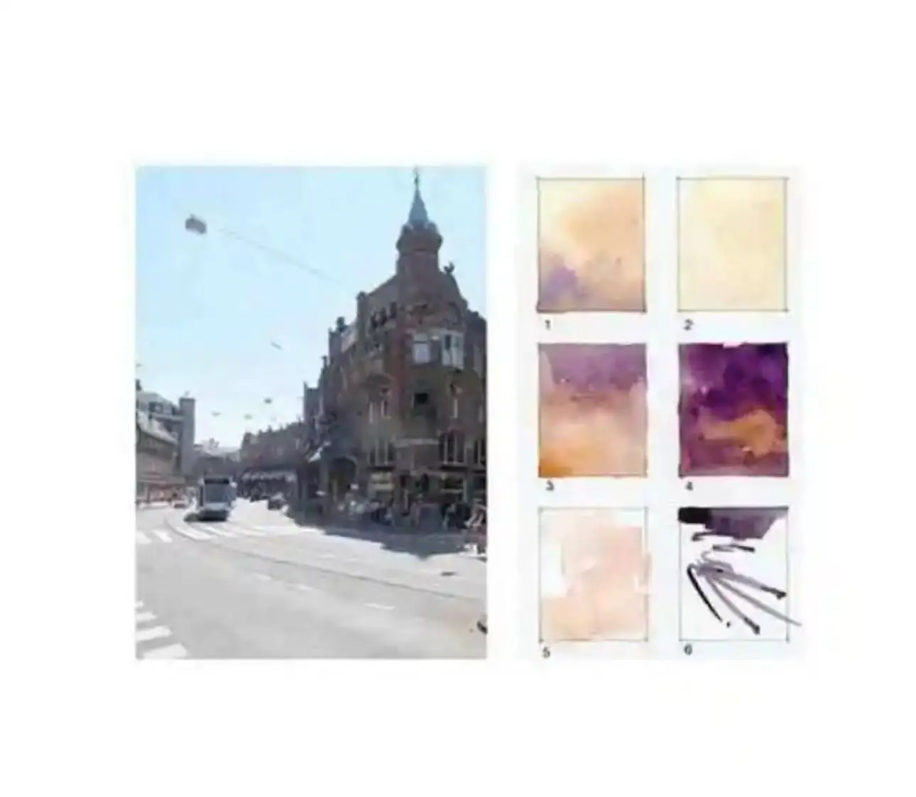 Tutorial de esboço de paisagem em aquarela colorida e clara