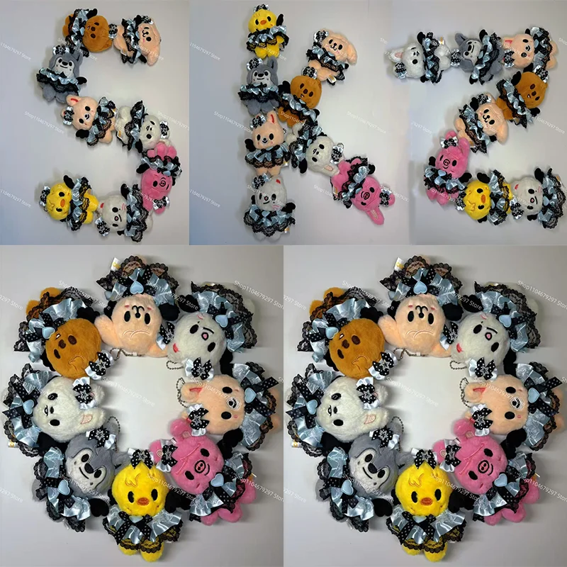 

SKZOO Stray Kids брелок в горошек с бантом, кружевная плюшевая юбка-кукла с животными, детский подарок для фанатов SKZ, кулон, аксессуары, брелок для куклы