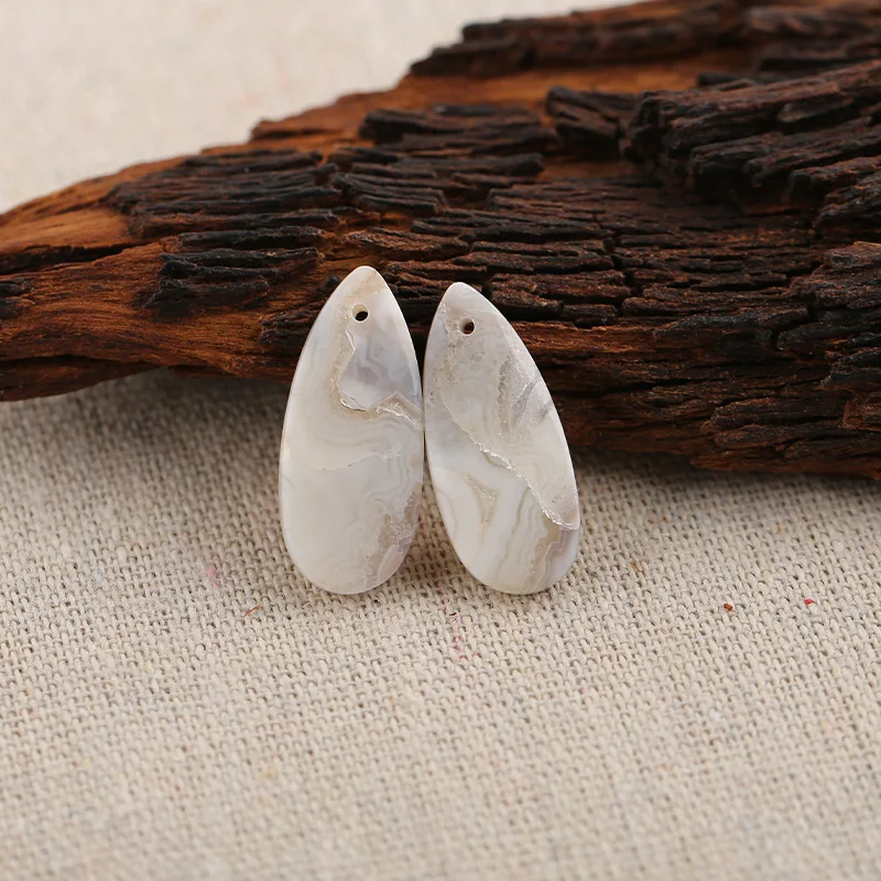 B&F Water Drop Blue Lace Agate Pendant Beads, Handmade Natural stones beads, Polished Stones for jewelry Making Supplies