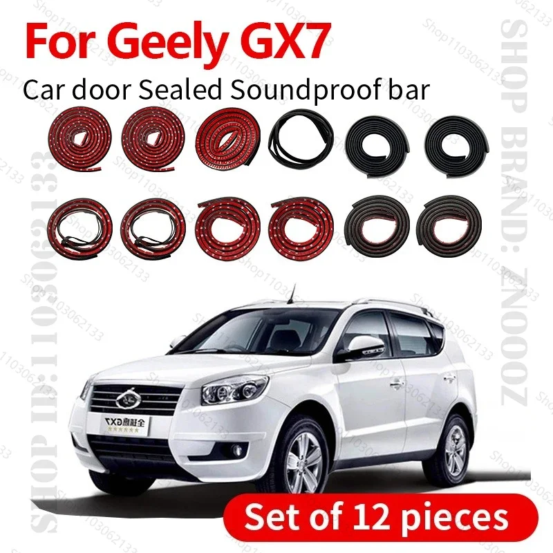 Car Door Seal Strip Rubber Double Layer Sealing Protector Soundproof Strip Dustproof Seal Strip 12PCS Set For Geely GX7