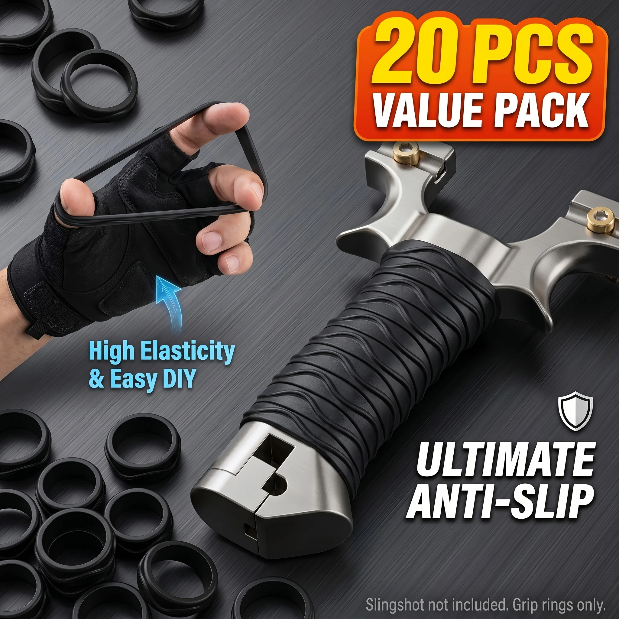 20PCS Anti-Slip Grip Rings– Elasticity Silicone,Fits 22-35mm Handles,3D Wave Design for Fishing Rods,Tools,Bikes,Extreme Weather
