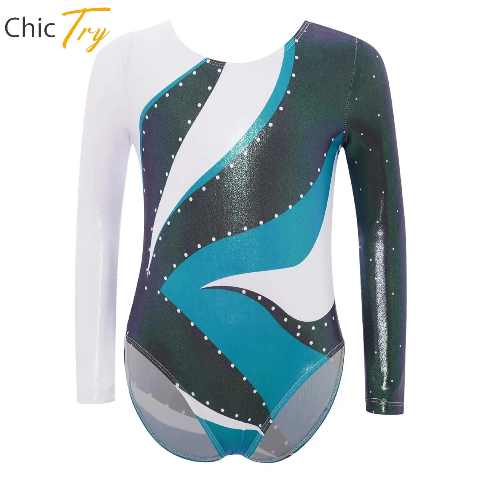 

Girls Long Sleeve Rhythmic Gymnastic Exercises Leotard Jumpsuit Ballet Dance Unitard Figure Skating Dance Performance Dancewear