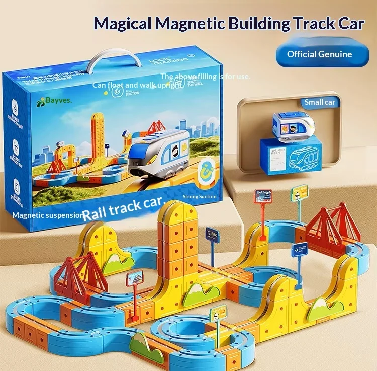 

Лидер продаж, магнитный автомобильный стенок, гоночный автомобиль, набор железнодорожных дорожек Монтессори, моторизованный поезд и гравитационный лабиринт, игрушка, образовательный подарок для детей