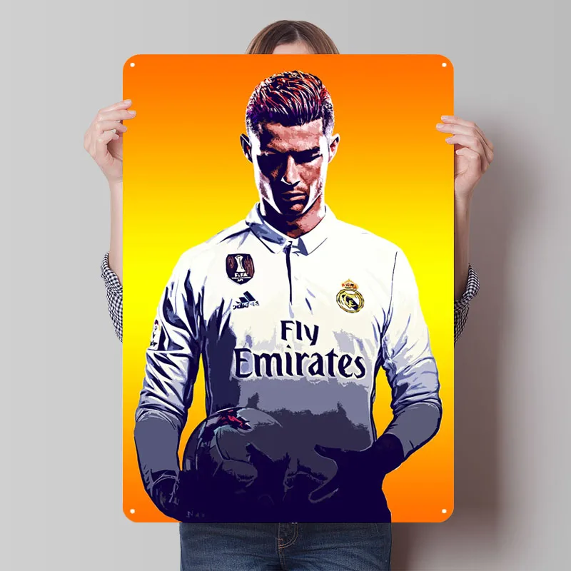 Cristiano Ronaldo Football Art Sign Sport Poster Home Decor Items Custom Metal Tin Signs for Wall Art Decoration Retro Room