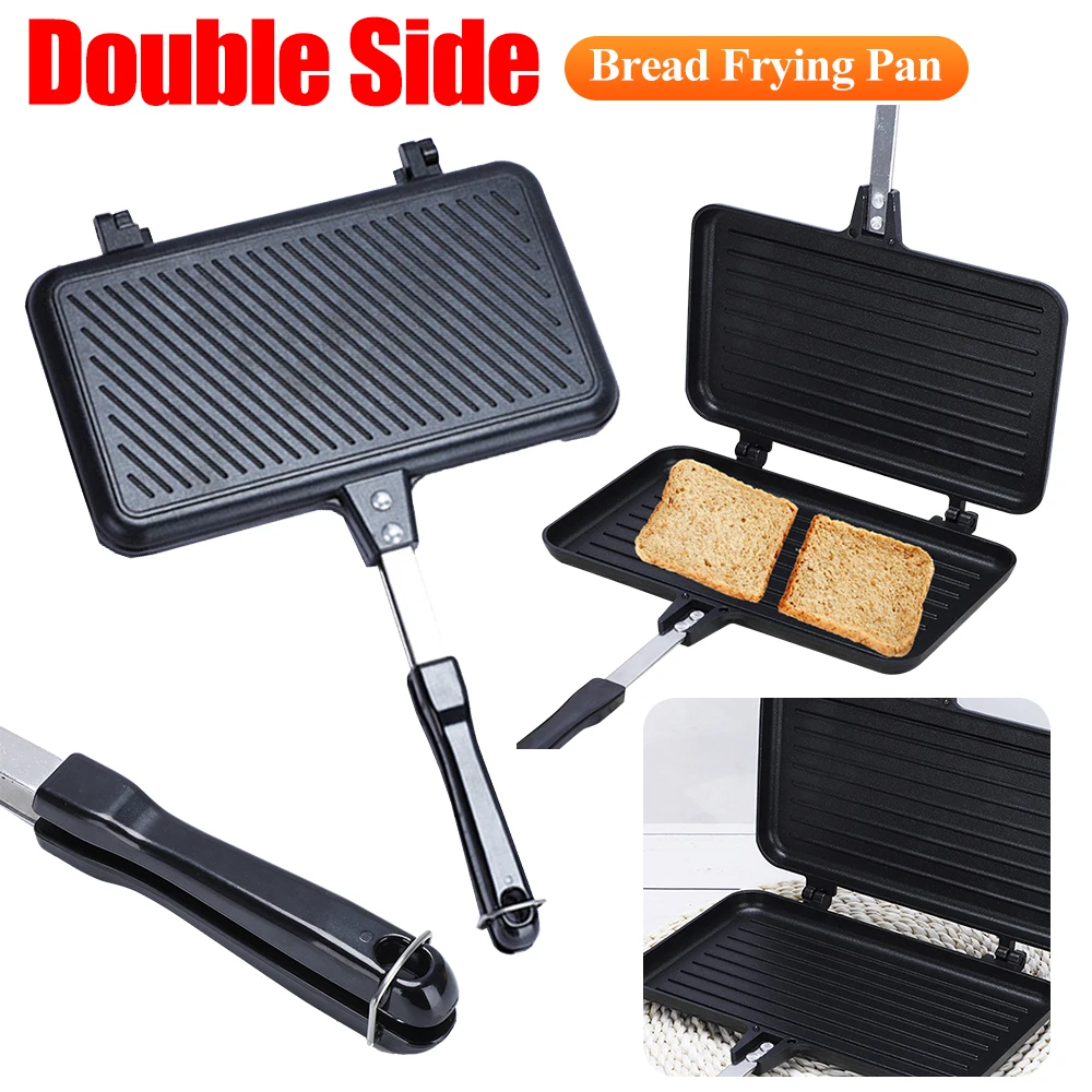 Double Side Bread Egg Frying Pan High-Quality Aluminum Alloy Nonstick Pans with Heat Resistant Handle Sandwich Mold Kitchen Tool