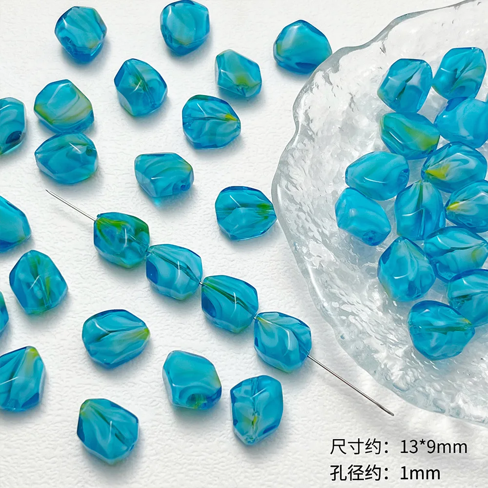 10Pcs 9x13MM Irregular Stone Shape Gradien Painting Lampwork Glass Beads For Jewelry Making Diy Bracelet Earrings Accessories