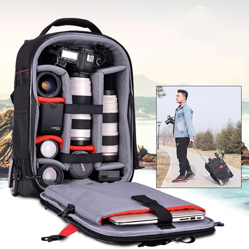 Professionelle kamera trolley gepäck tasche trolley fotografie tasche camcorder digitale rucksack koffer reise fotografie rucksack