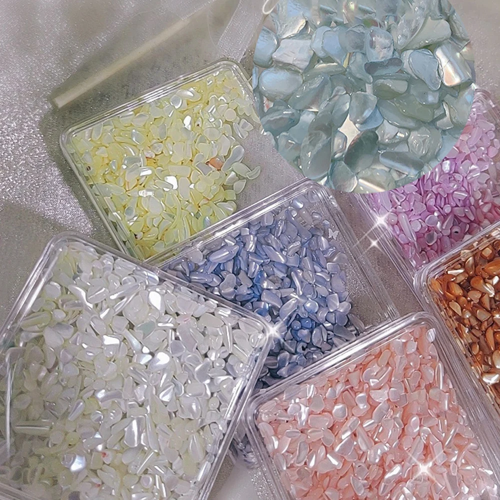 1 box Irregular Shell Nail Charms Natural Seashell Abalone-Shell Nail Art Flake 3D Decor Slices Small Gravel Design Flakes Stone