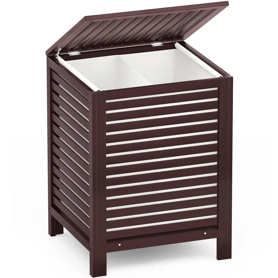 

Bamboo Laundry Hamper with Lid, 120L Large Clothes Laundry Sorter with Removable 2Section Liner Bag, Raised Laundry Basket Organ