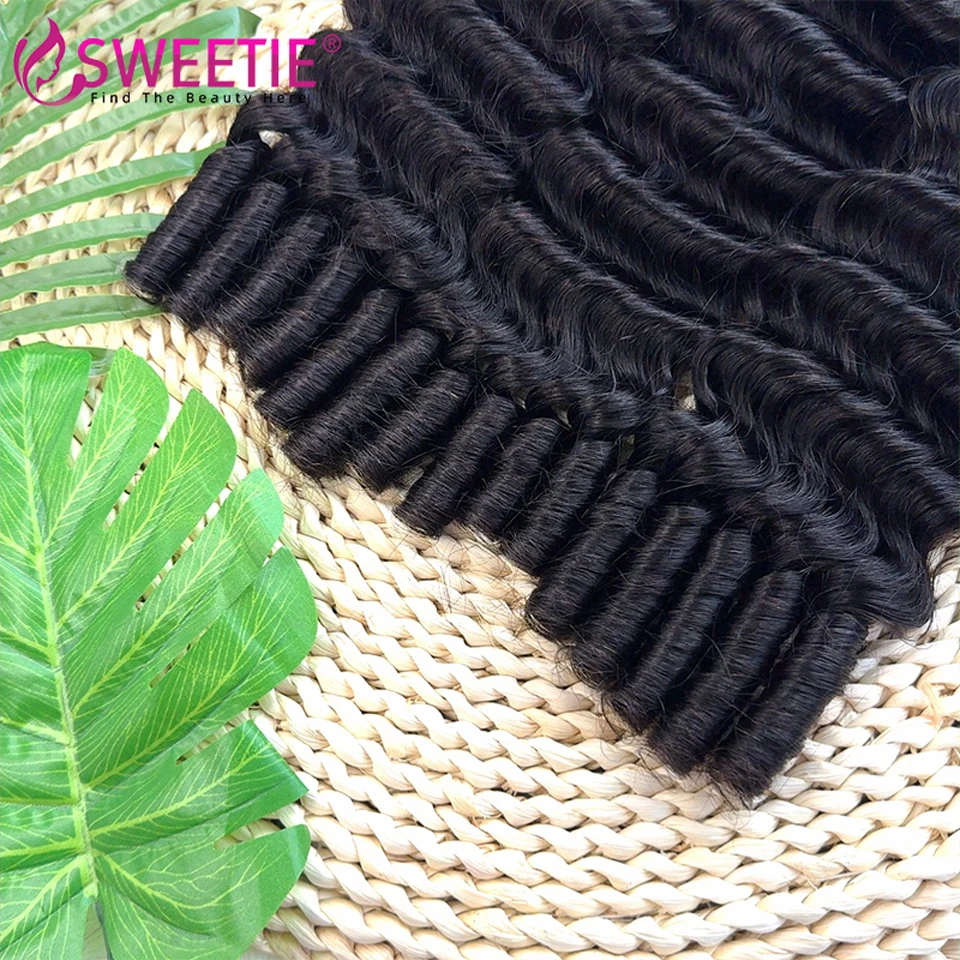 Burmesische Tiefgelockte Haarbündel, Echthaar, Brasilianische Tiefwellen-Haarbündel, Angebote, Rohes 100% Jungfrauenhaar, 1/3 Stück, Vollkopf-Lockenhaarbündel – Detail 3